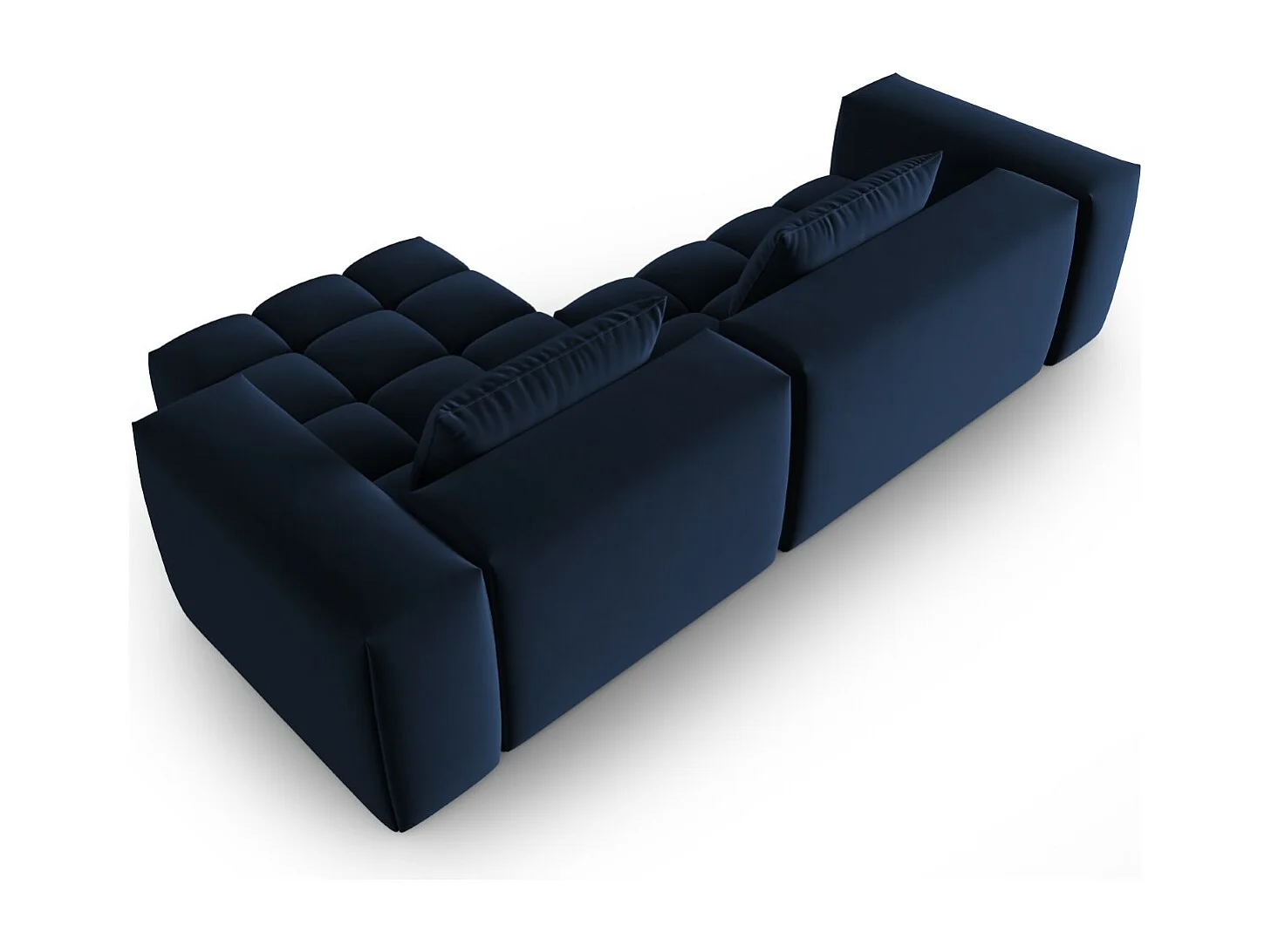 CXL by Christian Lacroix - Sofá modular de canto direito "Lorella" 3 lugares em veludo azul real - 260x145x70cm