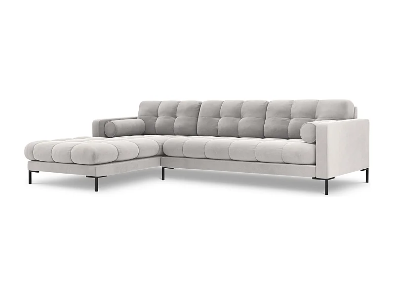 Cosmopolitan Design - Narożnik lewy, "Bali" 5 miejsc welur, srebrny - 293x185x75cm