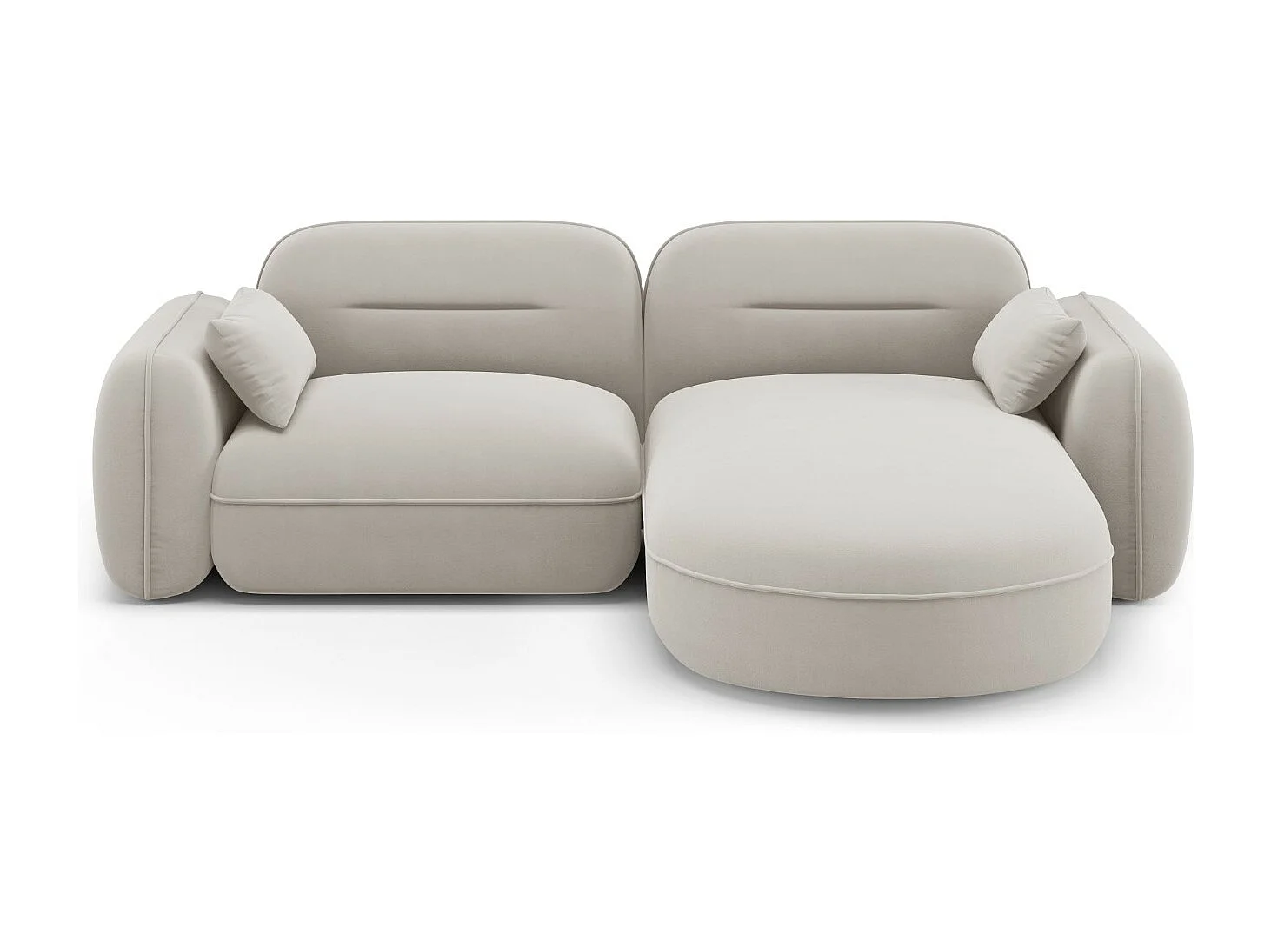 Cosmopolitan Design - 3-Sitzer modulares Ecksofa rechts "Sydney" aus Samt leichtes beige - 230x165x70cm