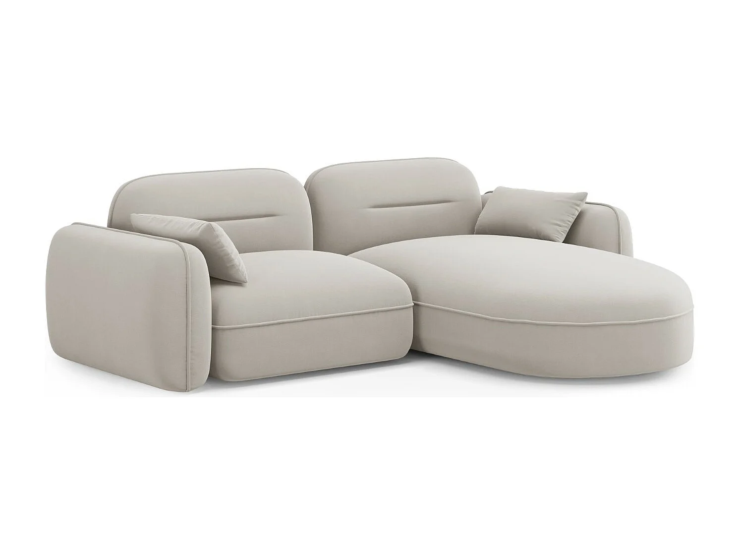 Cosmopolitan Design - 3-Sitzer modulares Ecksofa rechts "Sydney" aus Samt leichtes beige - 230x165x70cm