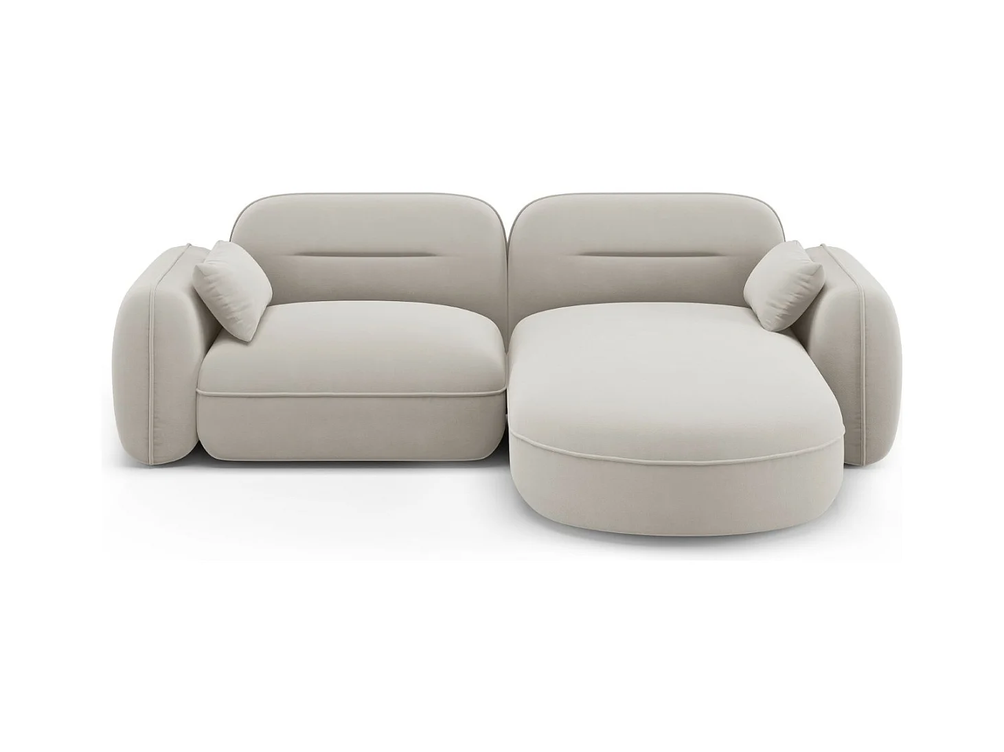 Cosmopolitan Design - Canapé d'angle droit modulable "Sydney" 3 places en velours beige clair - 230x165x70cm