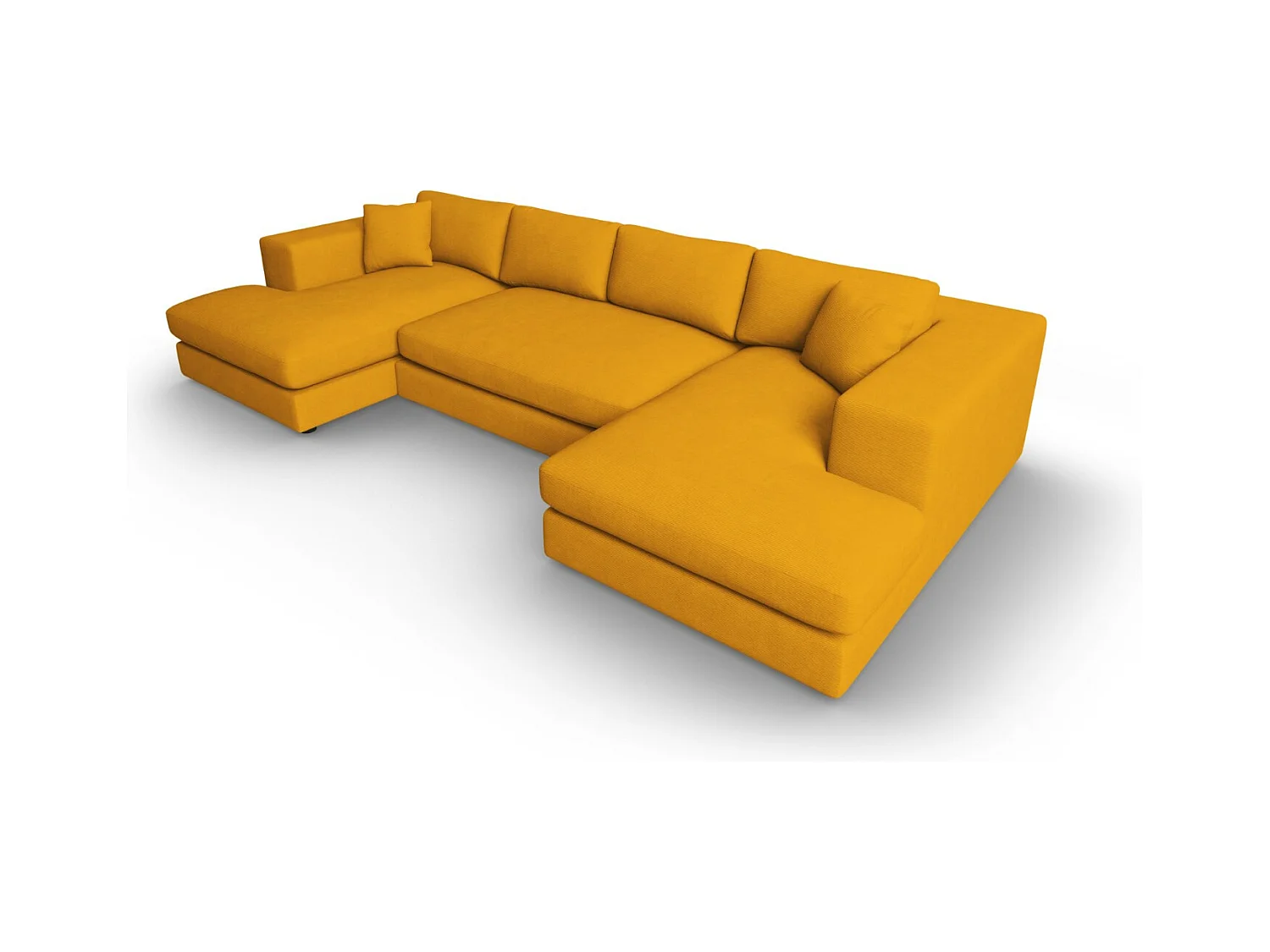 CXL by Christian Lacroix - Canapé panoramique "Tendance" 5 places en velours côtelé jaune - 344x170x72cm