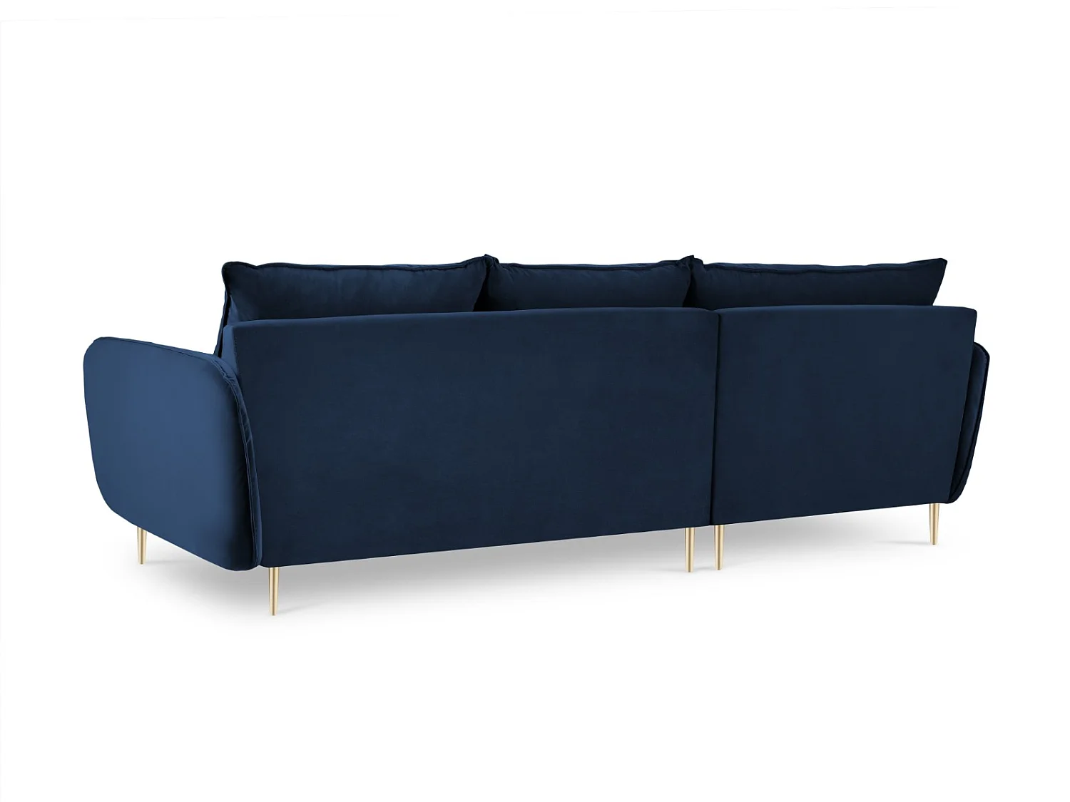 Cosmopolitan Design - 5-Sitzer Ecksofa links "Vienna" aus Samt königsblau - 255x170x95cm