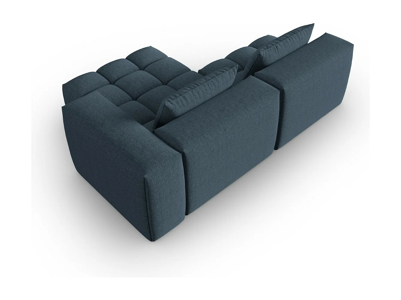 CXL by Christian Lacroix - Sofá modular de canto direito "Lorella" 3 lugares em tecido estrutural azul escuro - 205x145x70cm