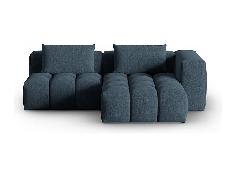CXL by Christian Lacroix - Canapé d'angle droit modulable "Lorella" 3 places en tissu structurel bleu foncé - 205x145x70cm