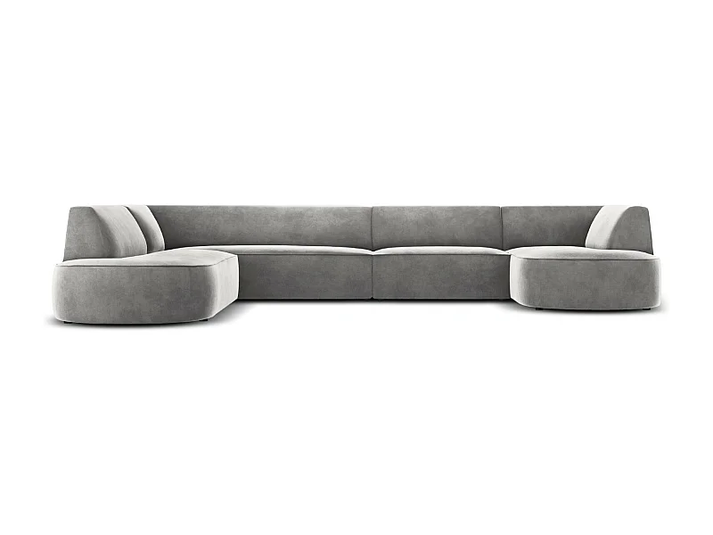 CXL by Christian Lacroix - Narożnik lewy panoramiczny, "Charles" 7 miejsc welur, szary jasny - 366x273x69cm