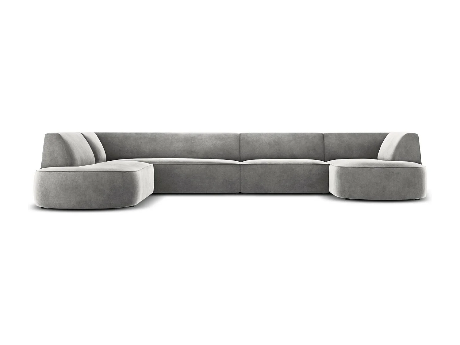 CXL by Christian Lacroix - 7-Sitzer Panoramasofa links "Charles" Sitzer aus Samt hellgrau - 366x273x69cm