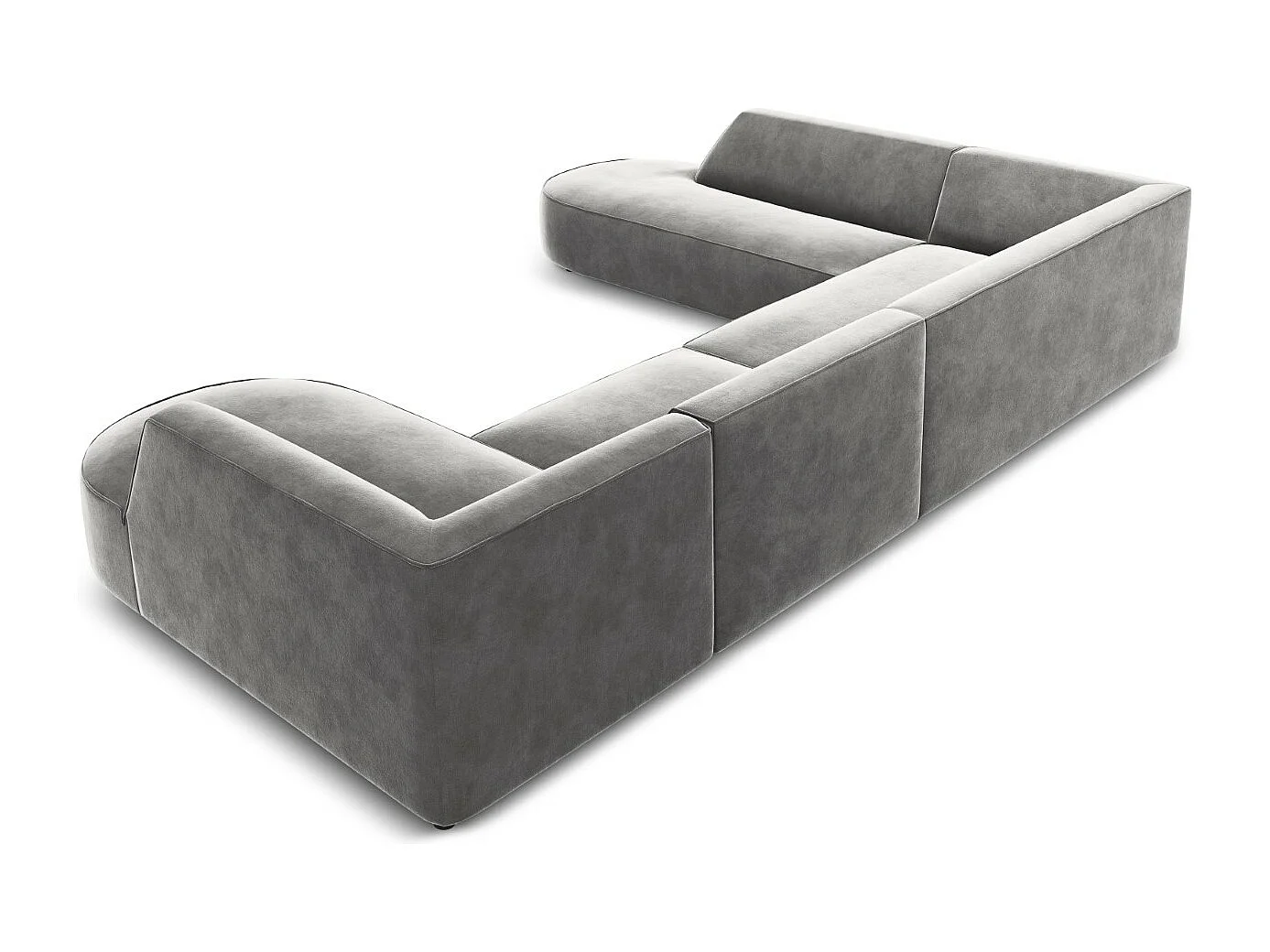 CXL by Christian Lacroix - 7-Sitzer Panoramasofa links "Charles" Sitzer aus Samt hellgrau - 366x273x69cm