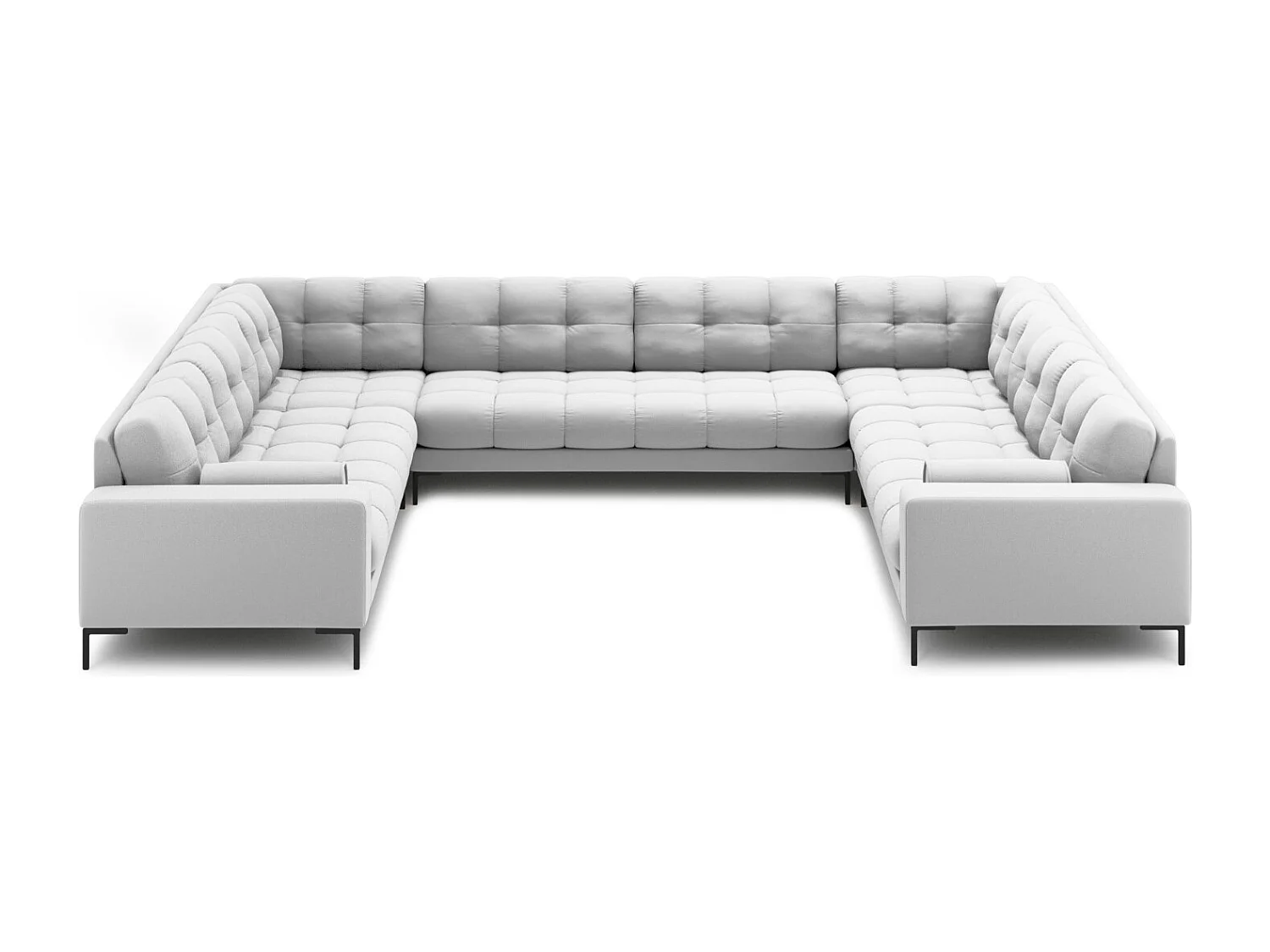 Cosmopolitan Design - 9-Sitzer Panoramasofa "Bali" aus strukturiertem Stoff hellgrau - 327x256x75cm