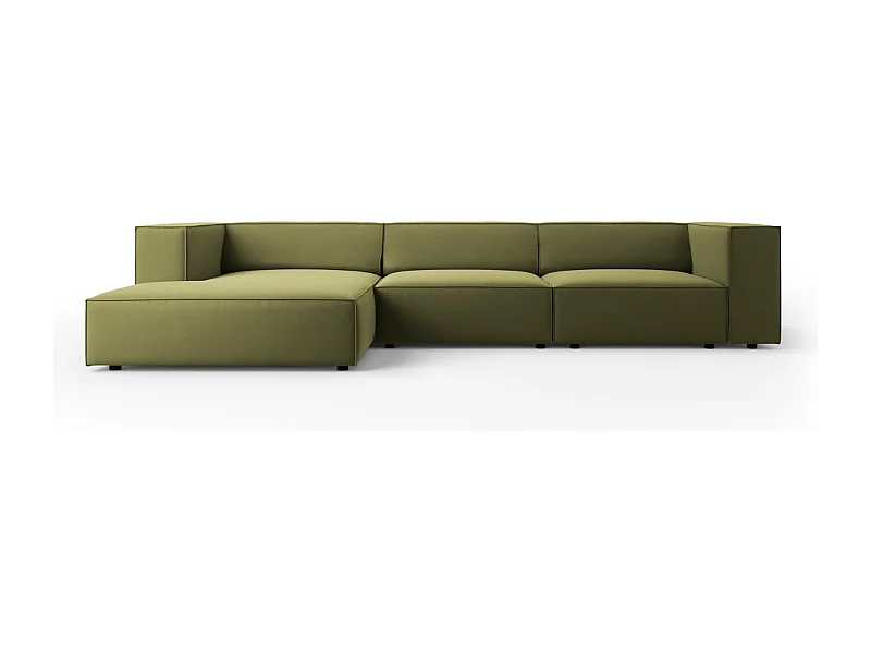 Cosmopolitan Design - Linker hoekbank "Arendal" 4 zitplaatsen, Flueel, Lichtgroen - 284x166x70cm