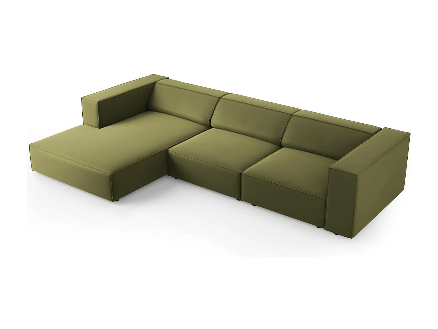 Cosmopolitan Design - Sofá esquinero izquierdo "Arendal" 4 plazas de terciopelo verde claro - 284x166x70cm