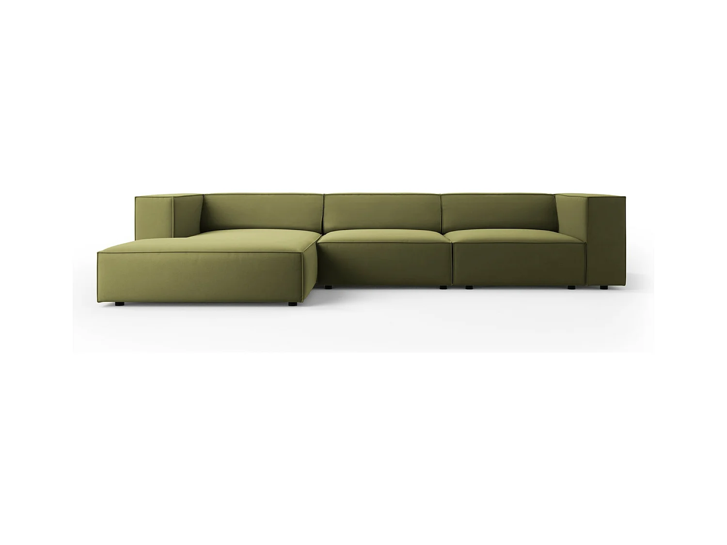 Cosmopolitan Design - Canapé d'angle gauche "Arendal" 4 places en velours vert clair - 284x166x70cm