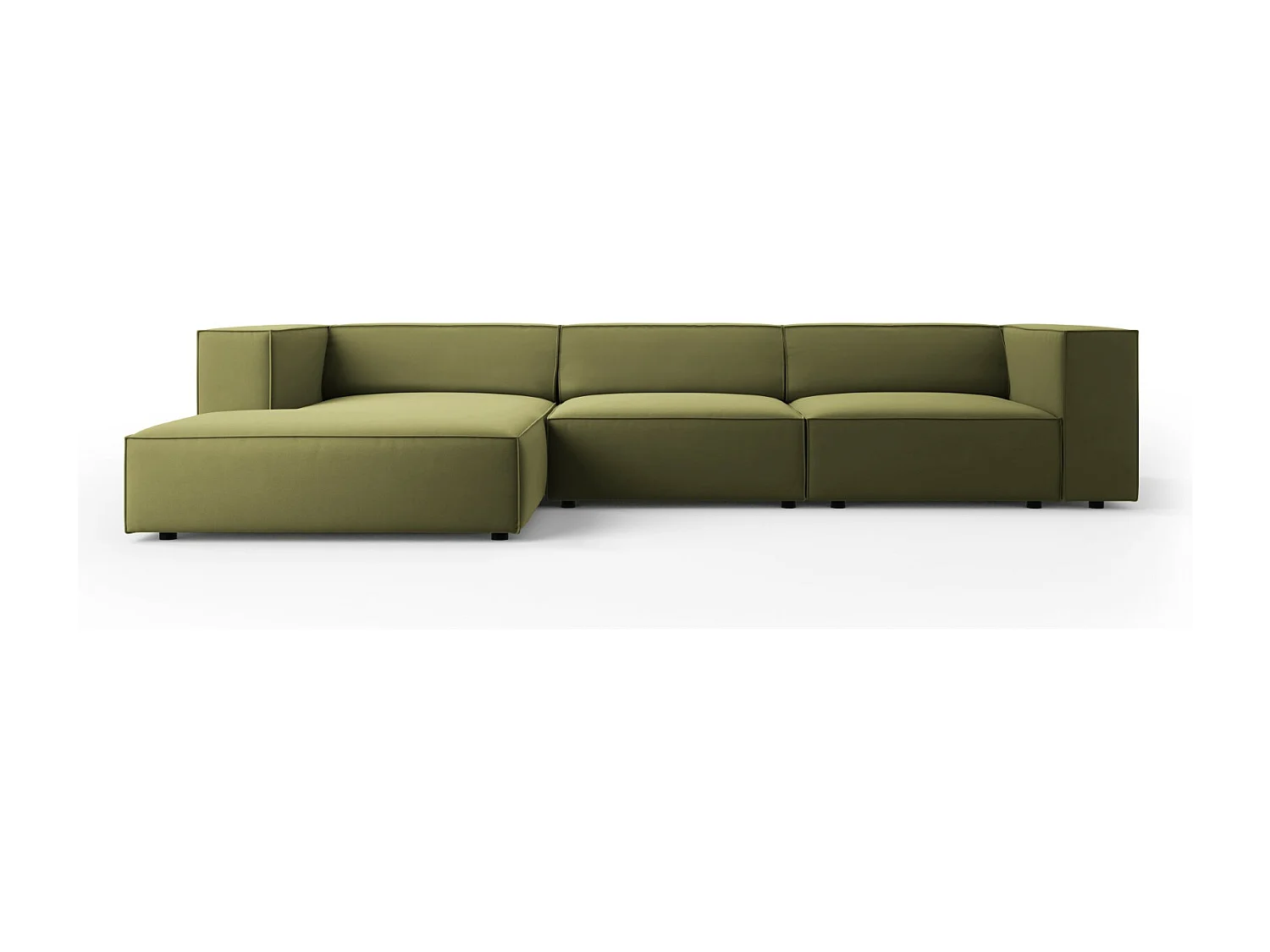 Cosmopolitan Design - Canapé d'angle gauche "Arendal" 4 places en velours vert clair - 284x166x70cm