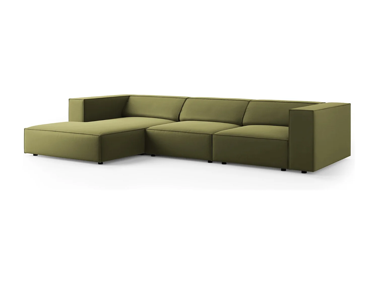Cosmopolitan Design - Canapé d'angle gauche "Arendal" 4 places en velours vert clair - 284x166x70cm
