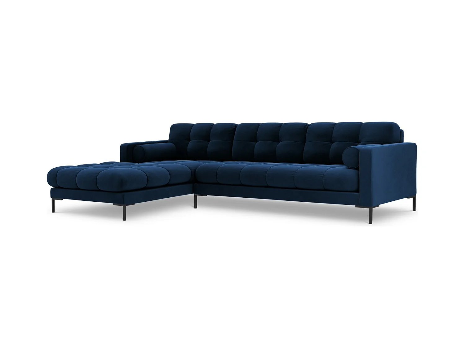 Cosmopolitan Design - Linker hoekbank "Bali" 5 zitplaatsen, Flueel, Koningsblauw - 293x185x75cm