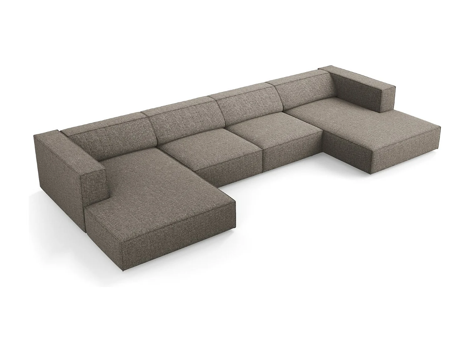 Cosmopolitan Design - Sofá panorámico "Arendal" 6 plazas de tejido chenilla gris - 364x166x70cm