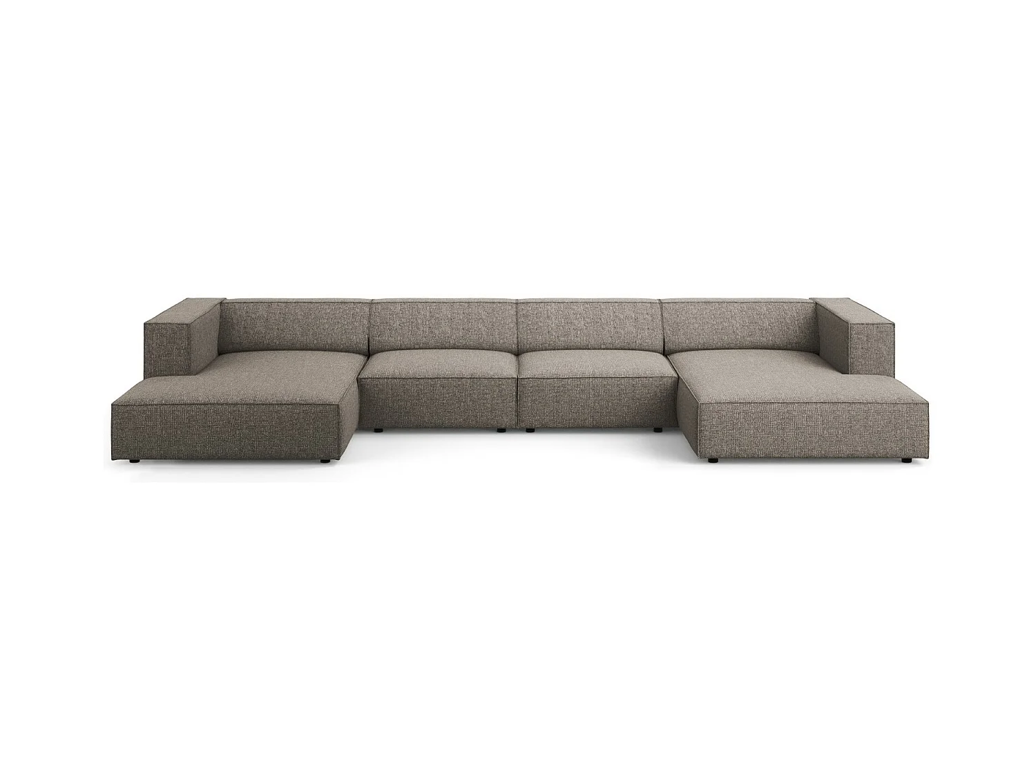 Cosmopolitan Design - Canapé panoramique "Arendal" 6 places en chenille gris - 364x166x70cm