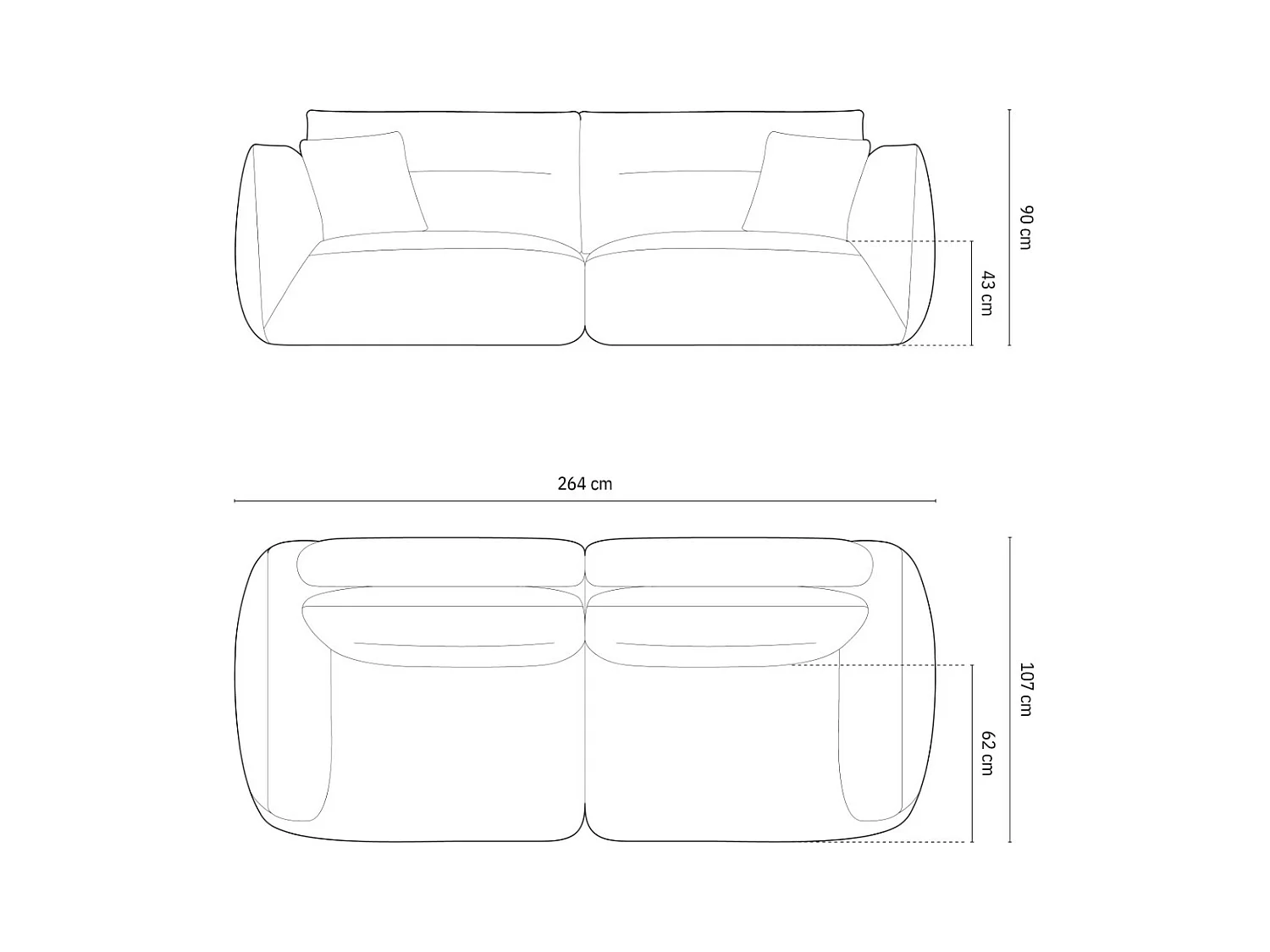 CXL by Christian Lacroix - Sofá modular "Maurie" 4 plazas de tejido chenilla azul marino - 264x107x90cm