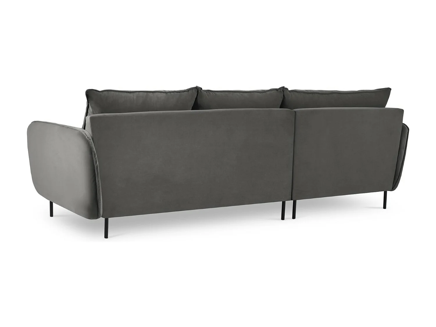 Cosmopolitan Design - Canapé d'angle gauche "Vienna" 5 places en velours gris - 255x170x95cm