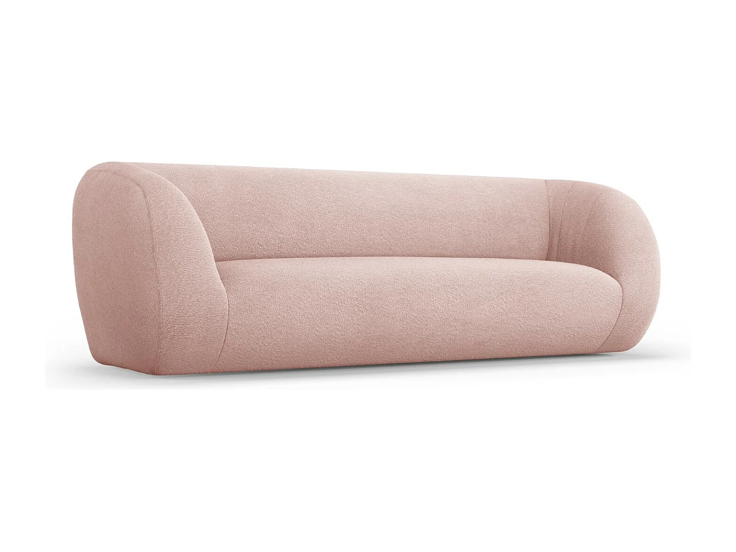 Cosmopolitan Design - Sofá "Essen" 3 lugares em tecido bouclé rosa pálido - 230x95x86cm