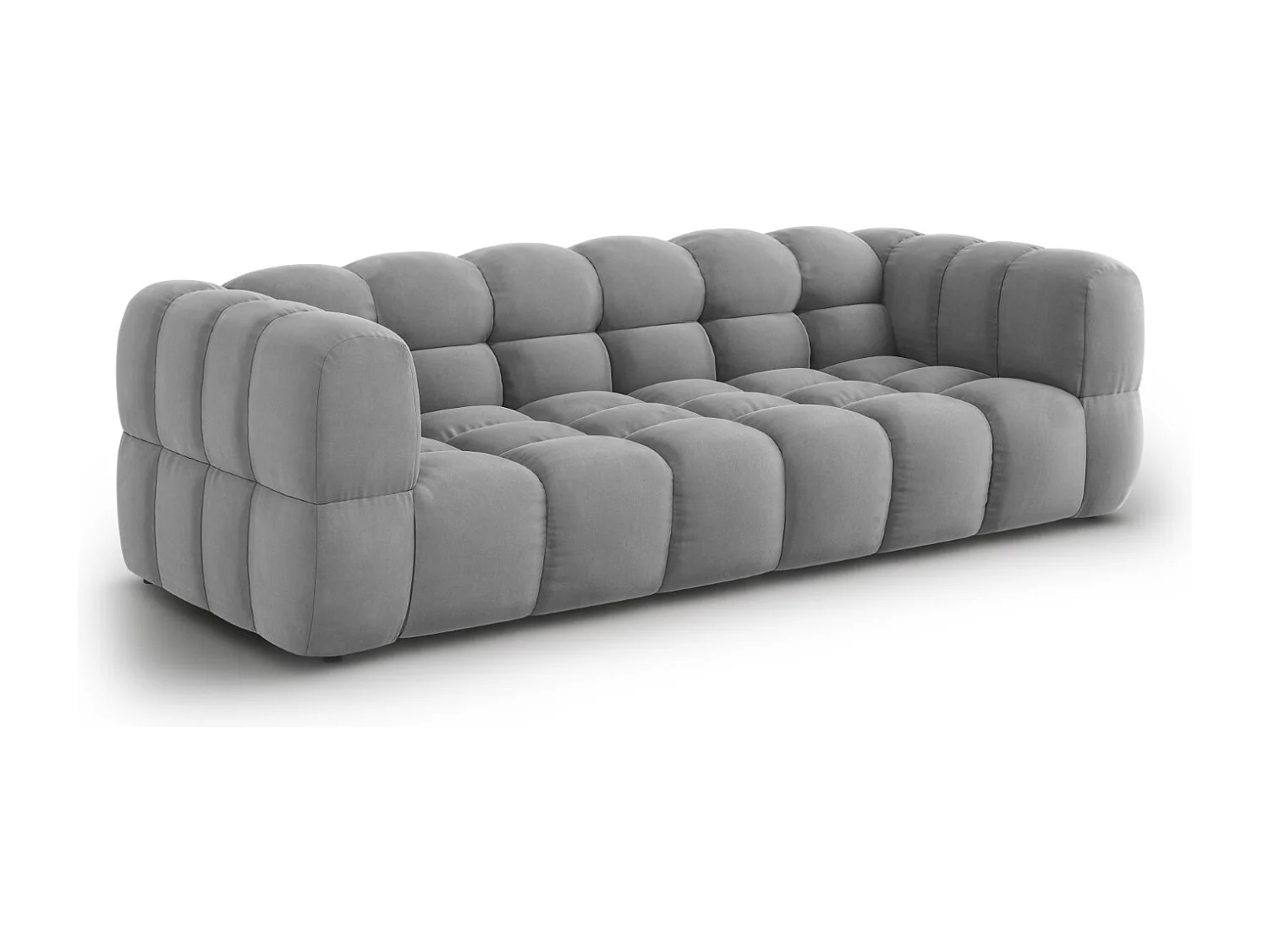 Cosmopolitan Design - Sofá modular "Sky" 4 lugares em veludo cinza claro - 244x102x75cm