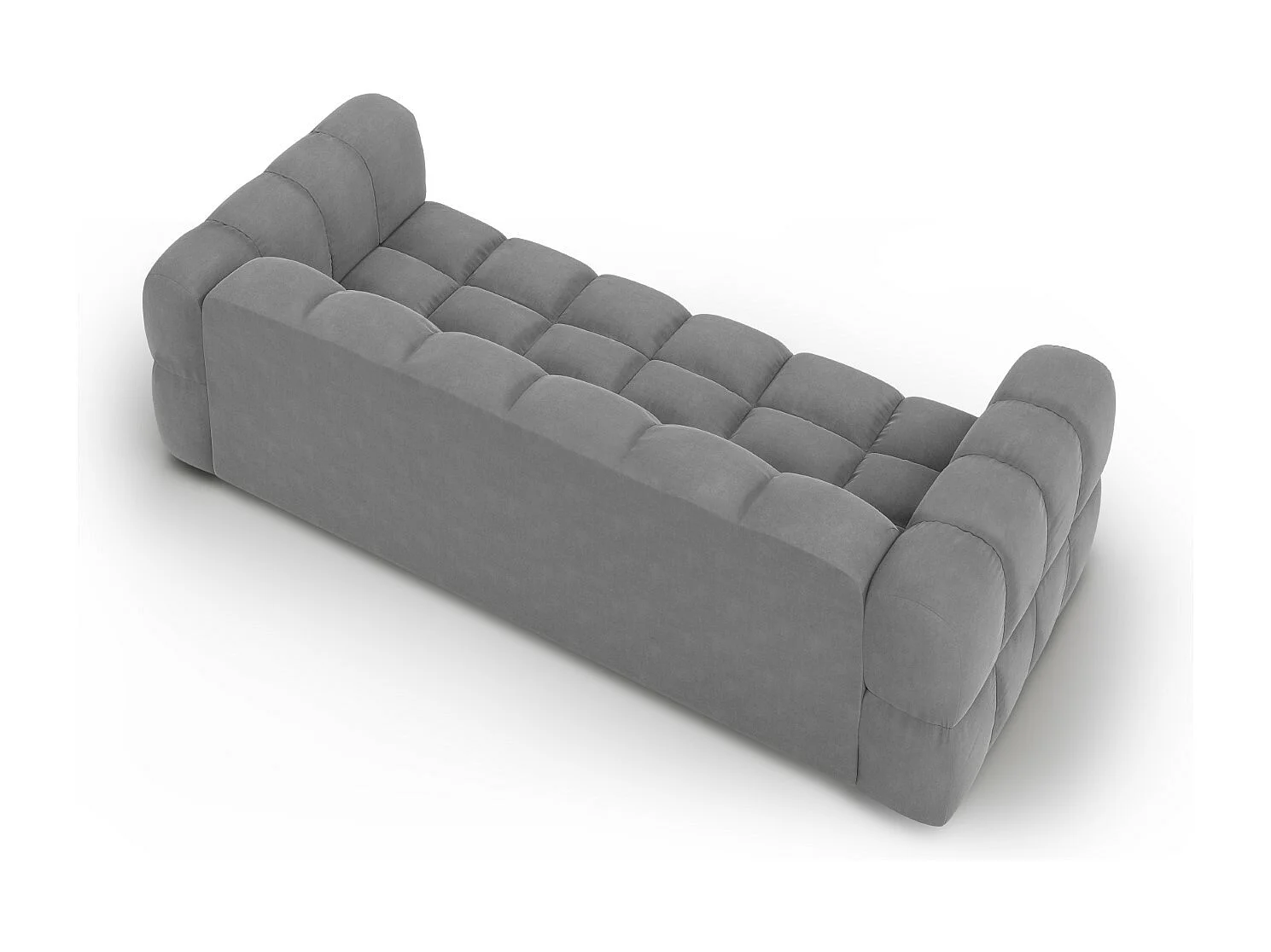 Cosmopolitan Design - Sofá modular "Sky" 4 lugares em veludo cinza claro - 244x102x75cm