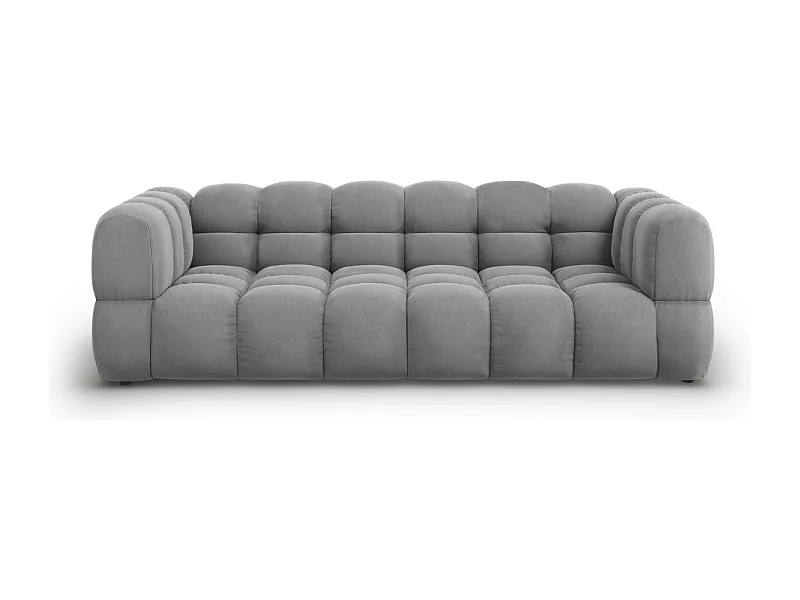 Cosmopolitan Design - Canapé modulable "Sky" 4 places en velours gris clair - 244x102x75cm