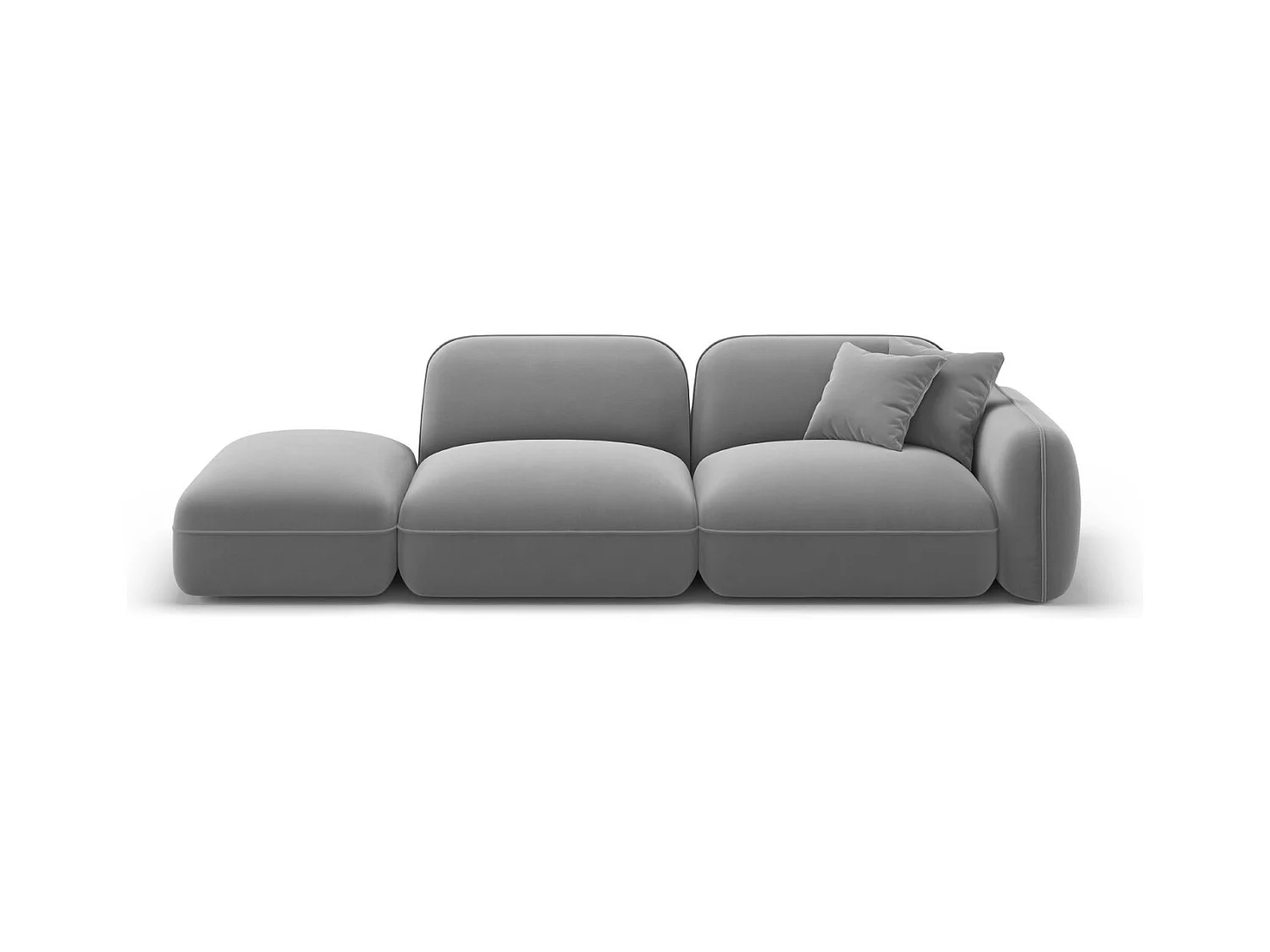 CXL by Christian Lacroix - Canapé modulable gauche "Lucien" 3 places en velours gris clair - 295x90x70cm