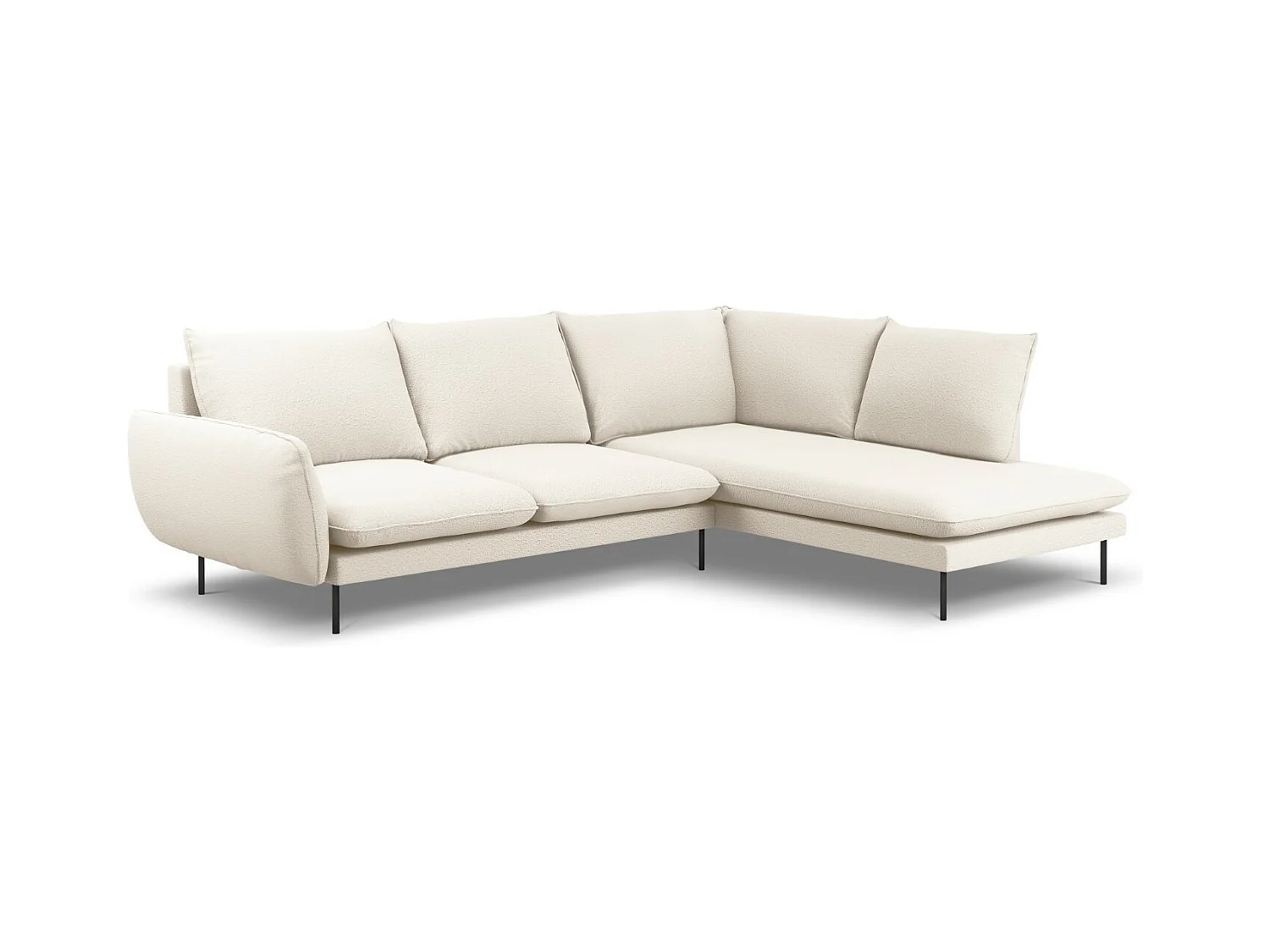 Cosmopolitan Design - Rechter hoekbank "Vienna" 6 zitplaatsen, Boucle, Beige - 275x185x95cm