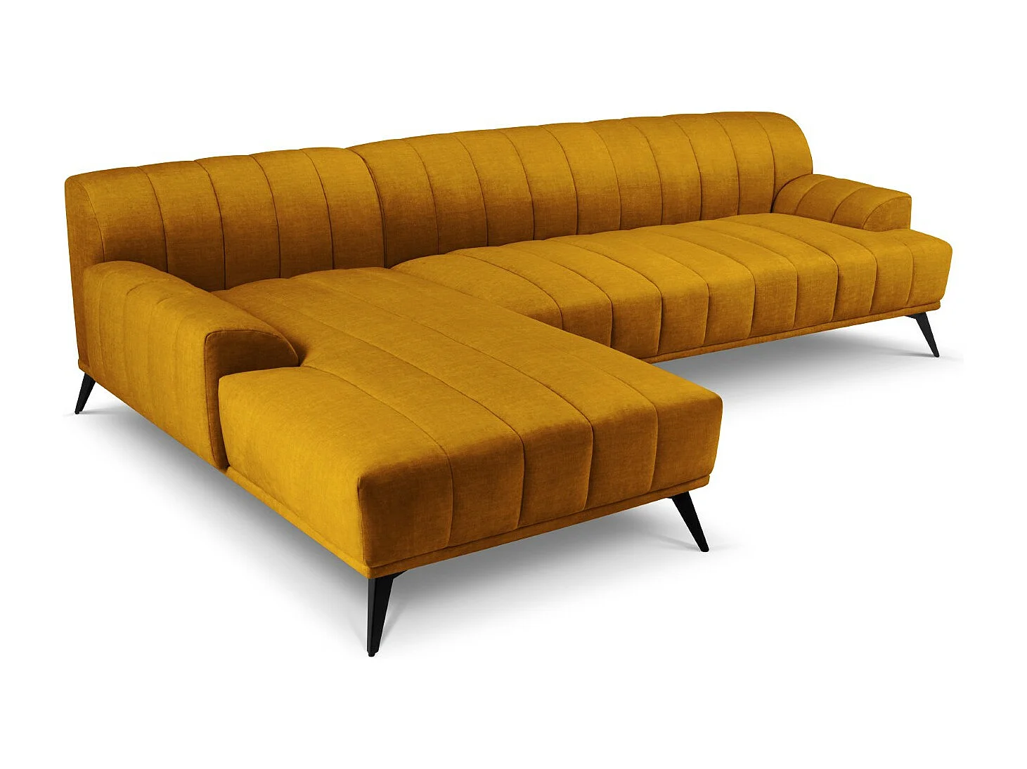 CXL by Christian Lacroix - Divano angolare sinistro "Rita" 5 posti in velluto senape - 289x185x77cm