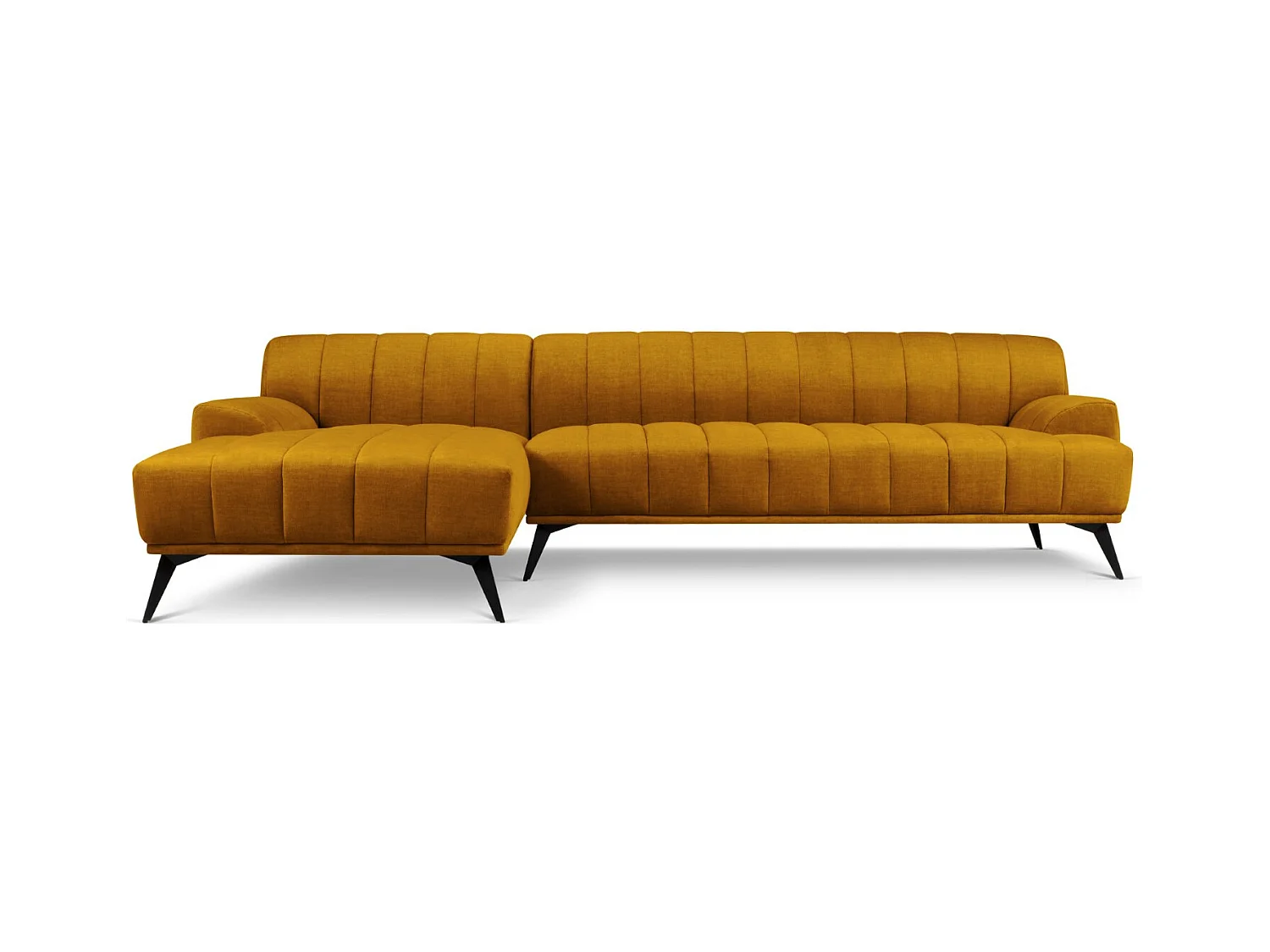 CXL by Christian Lacroix - Linker hoekbank "Rita" 5 zitplaatsen, Flueel, Mosterd - 289x185x77cm