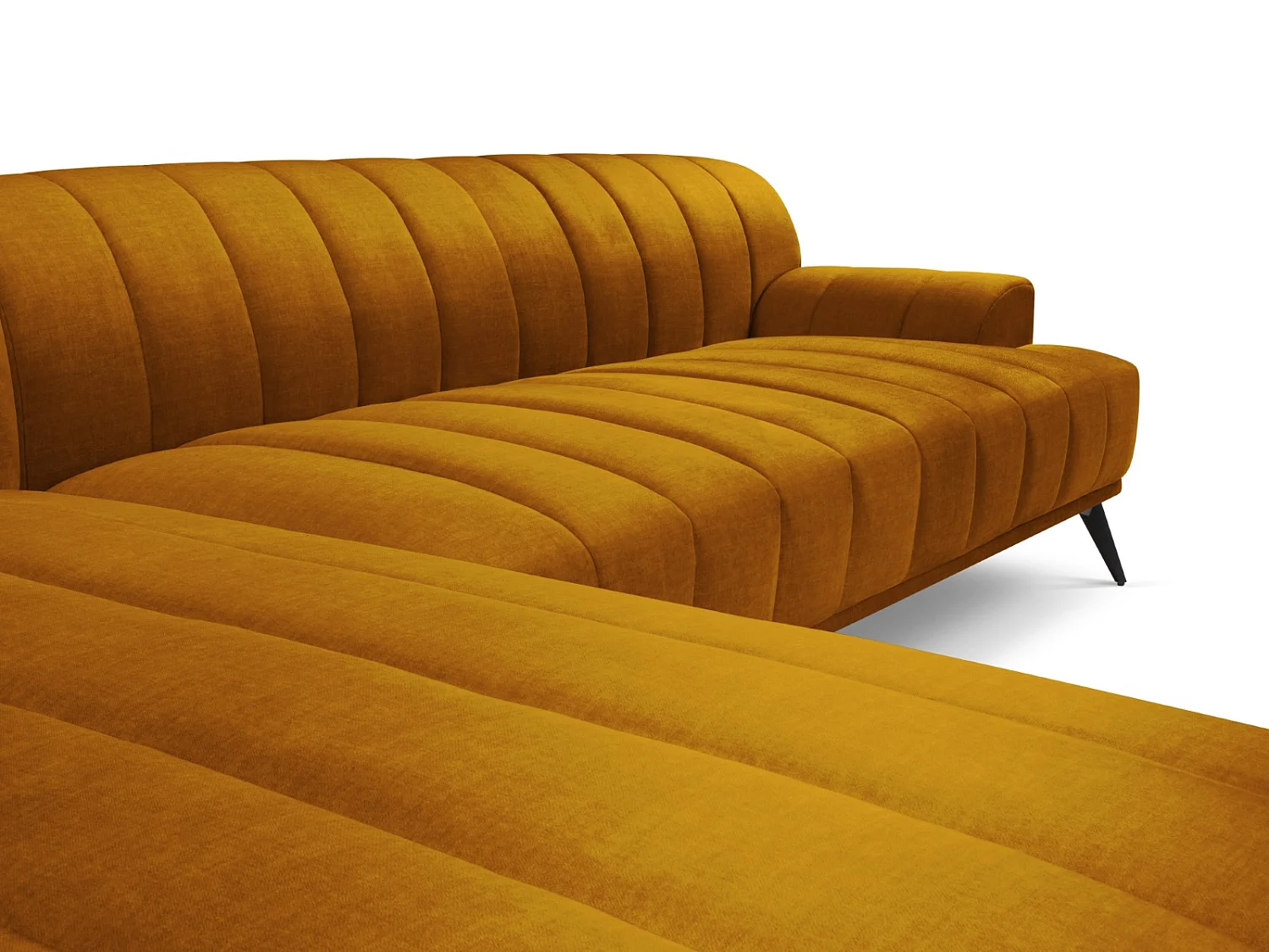 CXL by Christian Lacroix - Sofá de canto esquerdo "Rita" 5 lugares em veludo mostarda - 289x185x77cm