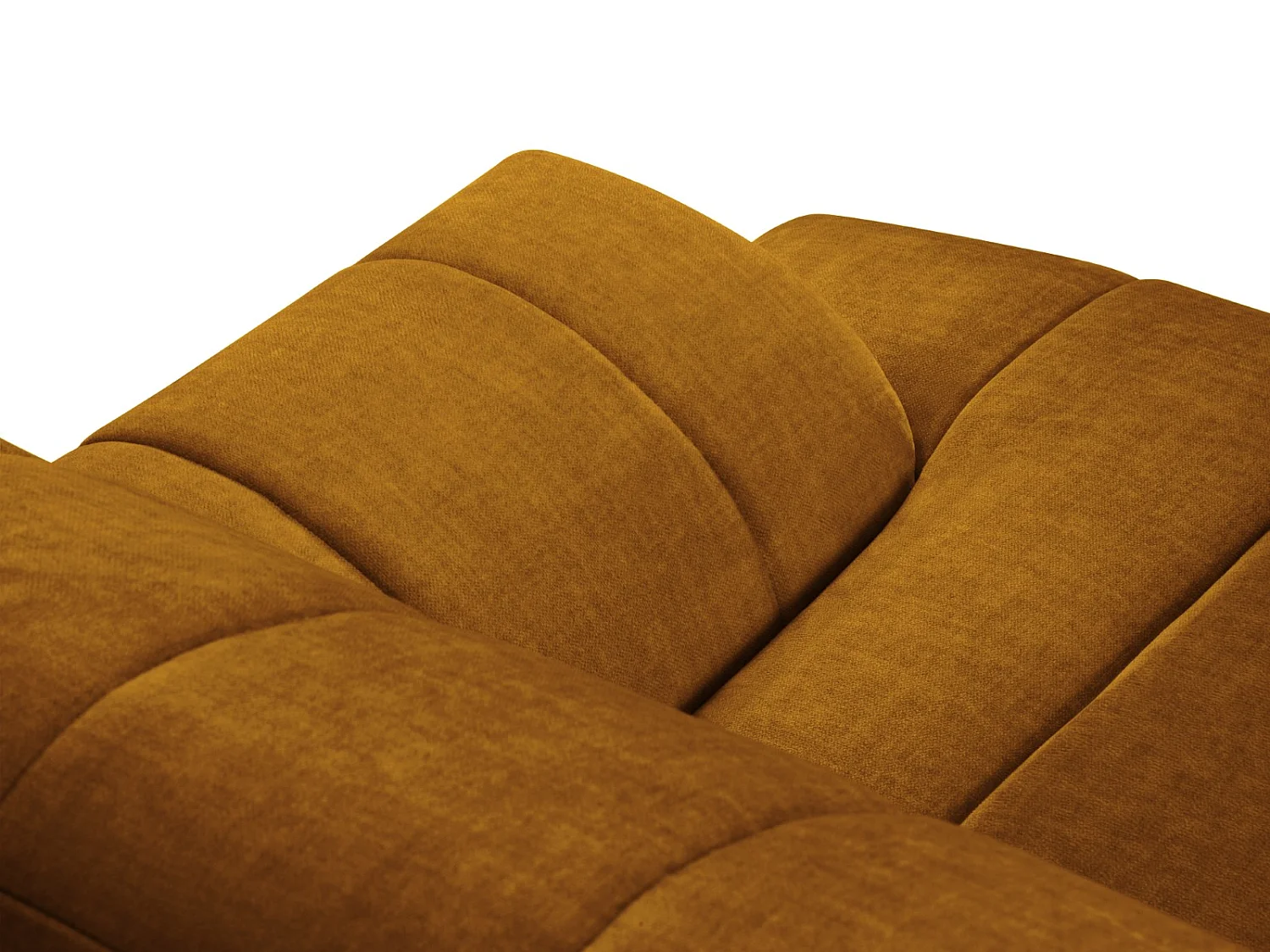 CXL by Christian Lacroix - Sofá de canto esquerdo "Rita" 5 lugares em veludo mostarda - 289x185x77cm