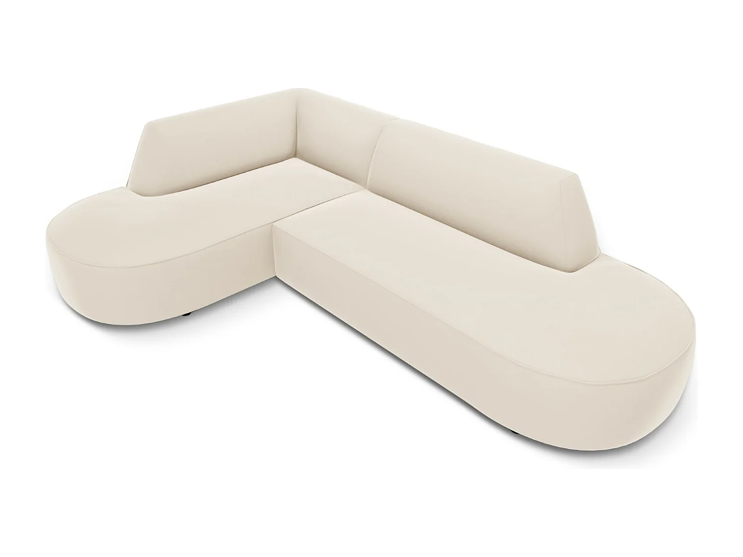 CXL by Christian Lacroix - Canapé d'angle gauche "Charles" 4 places en velours beige - 273x180x69cm