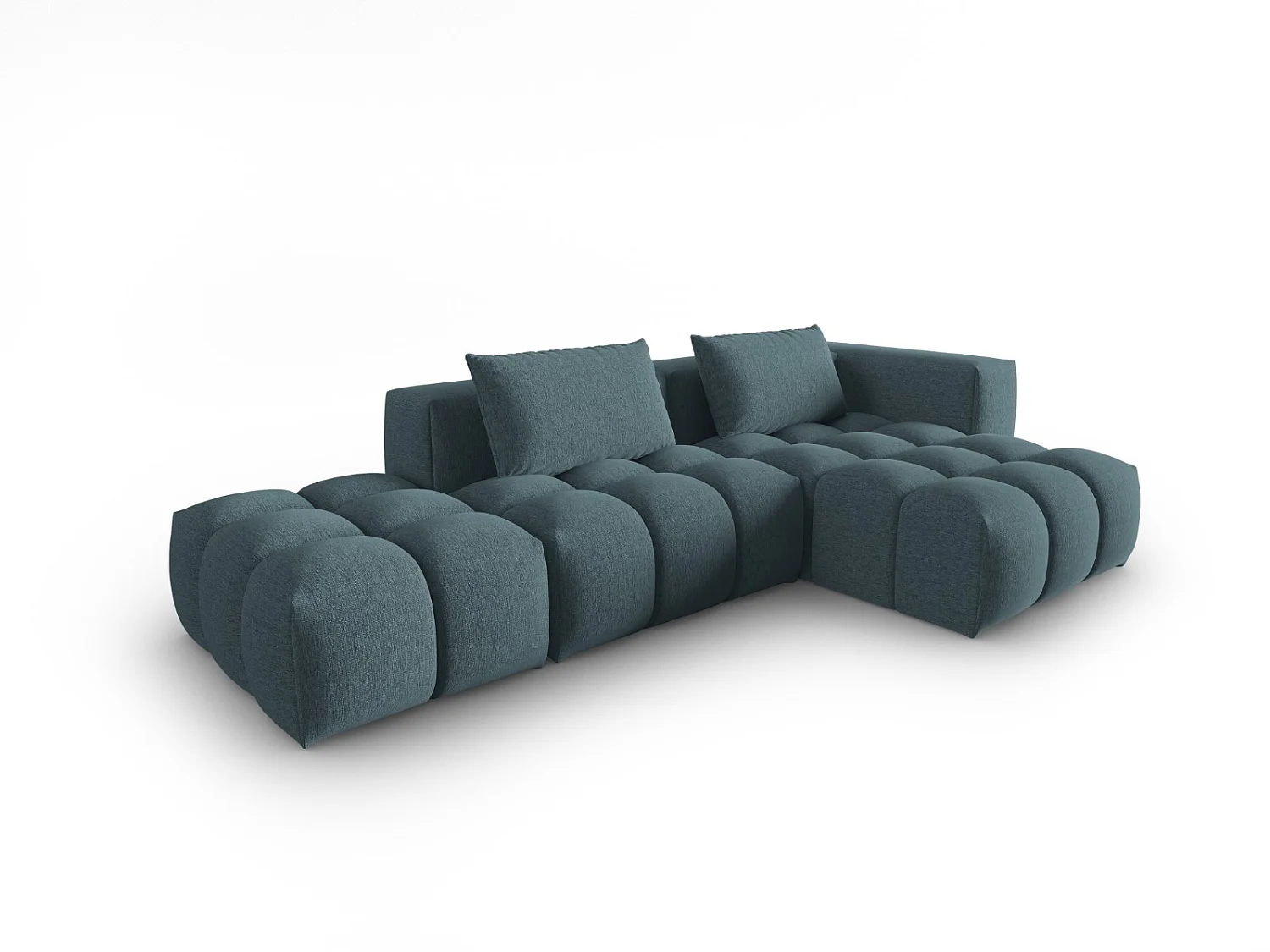 CXL by Christian Lacroix - Modulaire hoekbank rechts "Lorella" 4 zitplaatsen, Structurele stof, Lichtblauw - 265x145x70cm