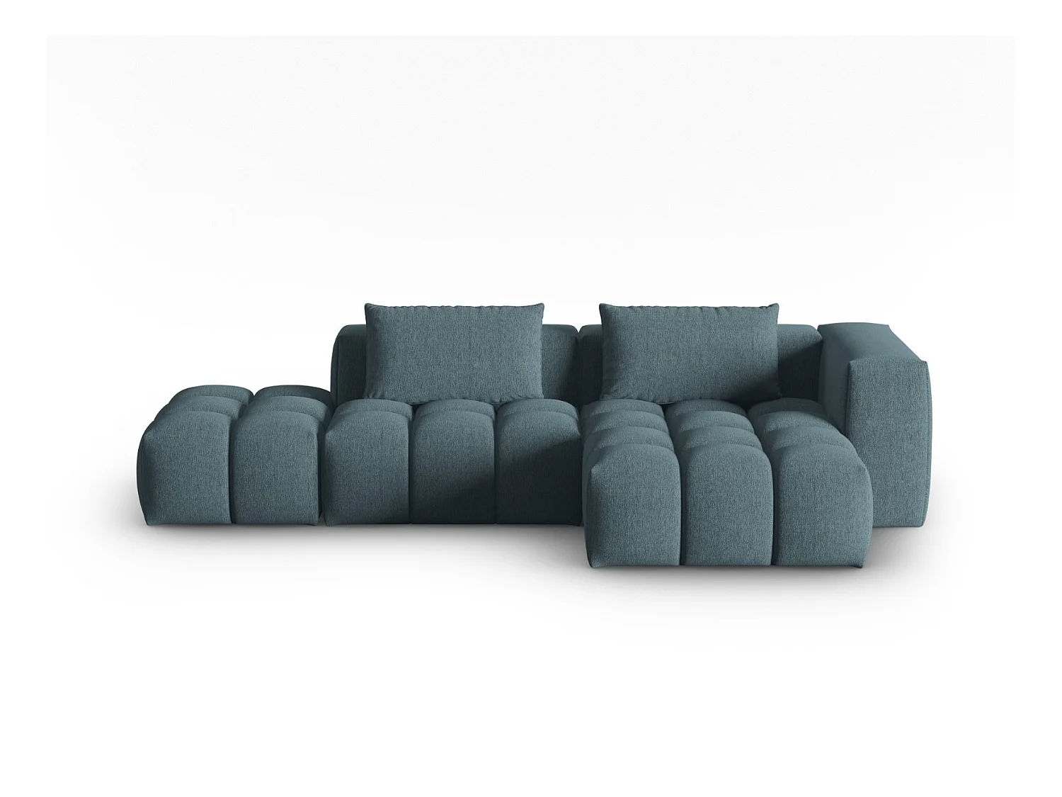 CXL by Christian Lacroix - Canapé d'angle droit modulable "Lorella" 4 places en tissu structurel bleu clair - 265x145x70cm