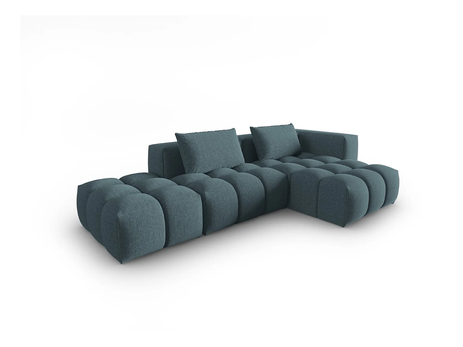 CXL by Christian Lacroix - Canapé d'angle droit modulable "Lorella" 4 places en tissu structurel bleu clair - 265x145x70cm