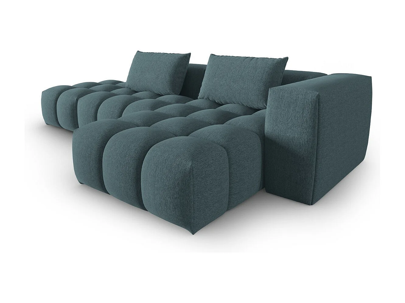 CXL by Christian Lacroix - Canapé d'angle droit modulable "Lorella" 4 places en tissu structurel bleu clair - 265x145x70cm