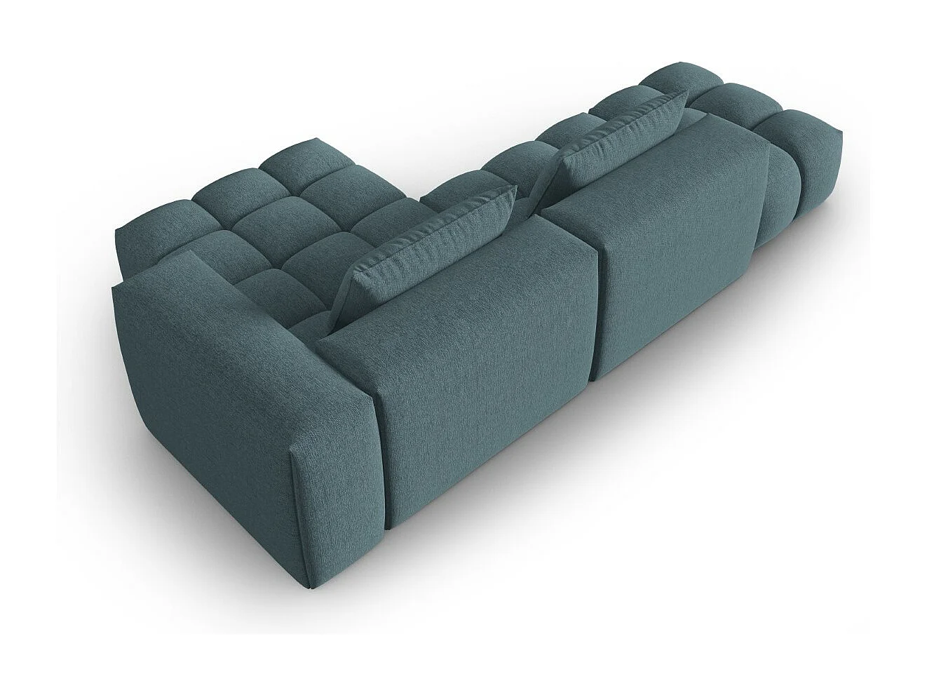 CXL by Christian Lacroix - Canapé d'angle droit modulable "Lorella" 4 places en tissu structurel bleu clair - 265x145x70cm