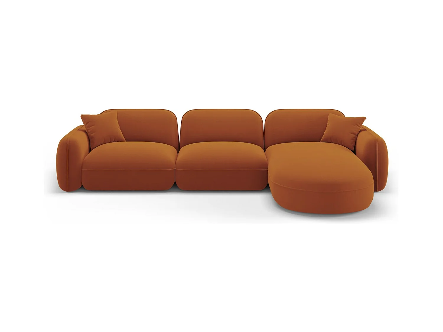 CXL by Christian Lacroix - Canapé d'angle droit modulable "Lucien" 4 places en velours terracotta - 320x165x70cm