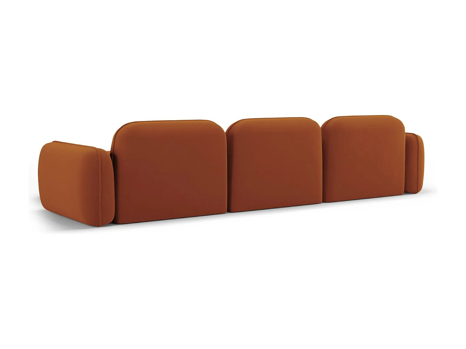 CXL by Christian Lacroix - Canapé d'angle droit modulable "Lucien" 4 places en velours terracotta - 320x165x70cm