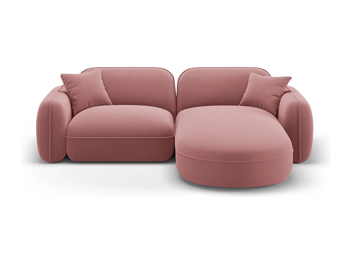 CXL by Christian Lacroix - Sofá esquinero modular derecho "Lucien" 3 plazas de terciopelo salmón - 230x165x70cm