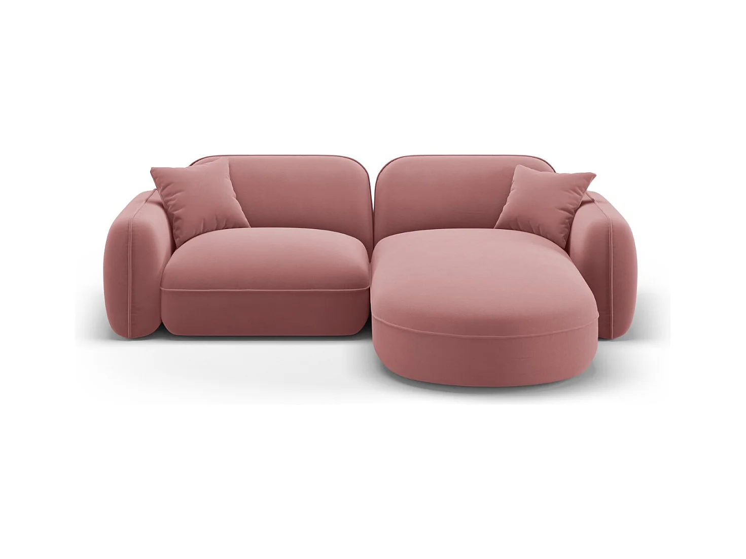 CXL by Christian Lacroix - Canapé d'angle droit modulable "Lucien" 3 places en velours saumon - 230x165x70cm