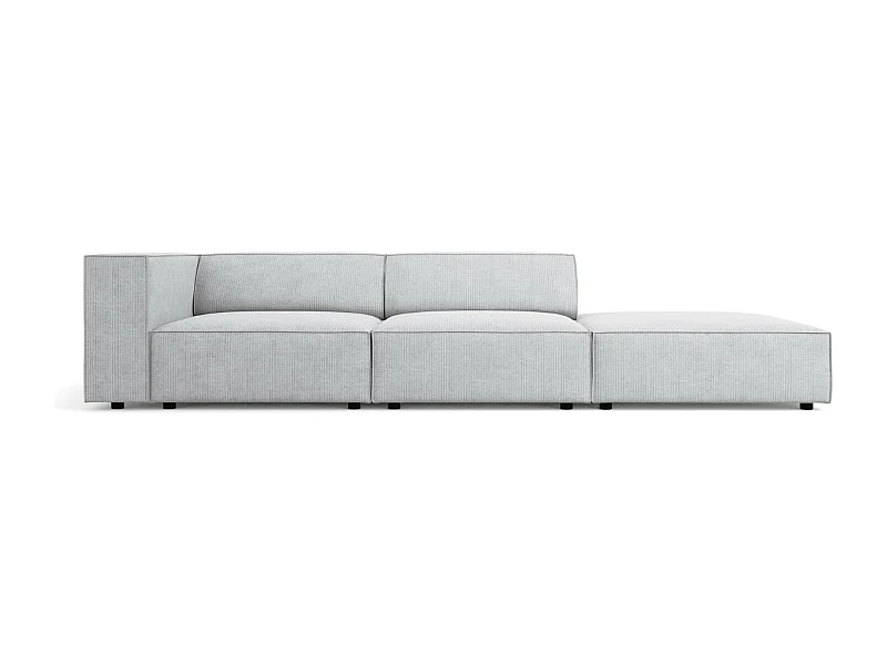 Cosmopolitan Design - 4-Sitzer rechtes Sofa "Arendal" aus Chenille-Stoff mit Rippeneffekt hellgrau - 262x102x70cm