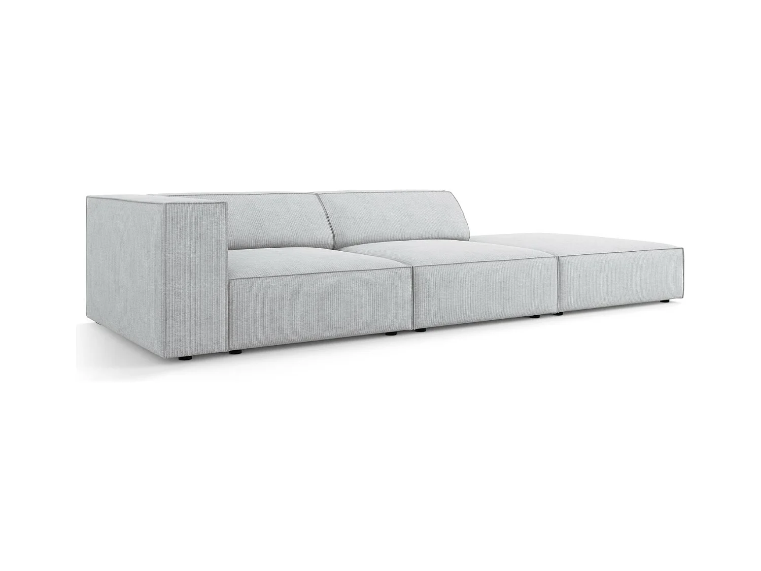 Cosmopolitan Design - Canapé droit "Arendal" 4 places en chenille avec un effet côtelé gris clair - 262x102x70cm