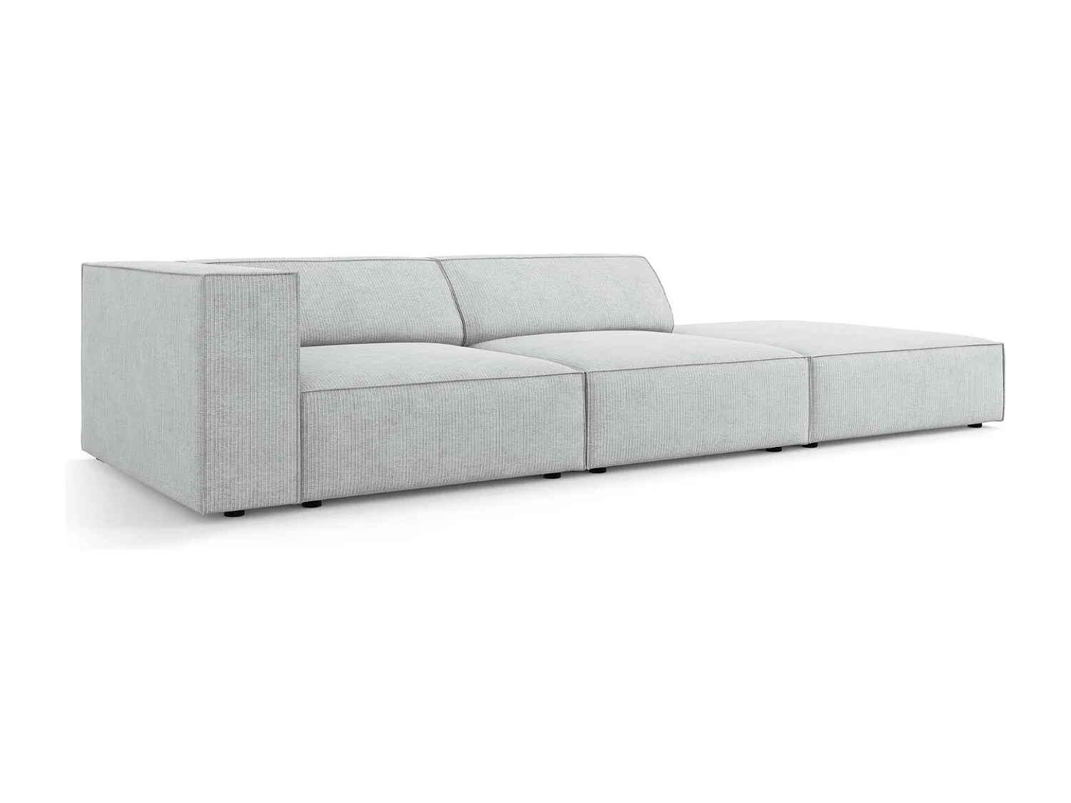 Cosmopolitan Design - Sofá direito "Arendal" 4 lugares em tecido chenille com efeito canelado cinza claro - 262x102x70cm