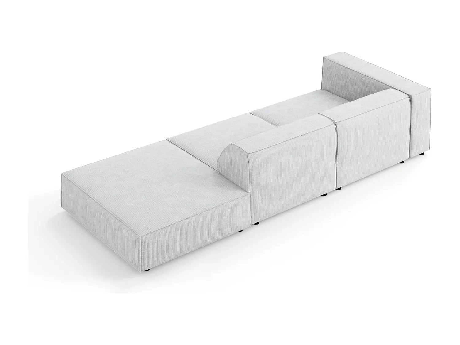 Cosmopolitan Design - Sofá direito "Arendal" 4 lugares em tecido chenille com efeito canelado cinza claro - 262x102x70cm