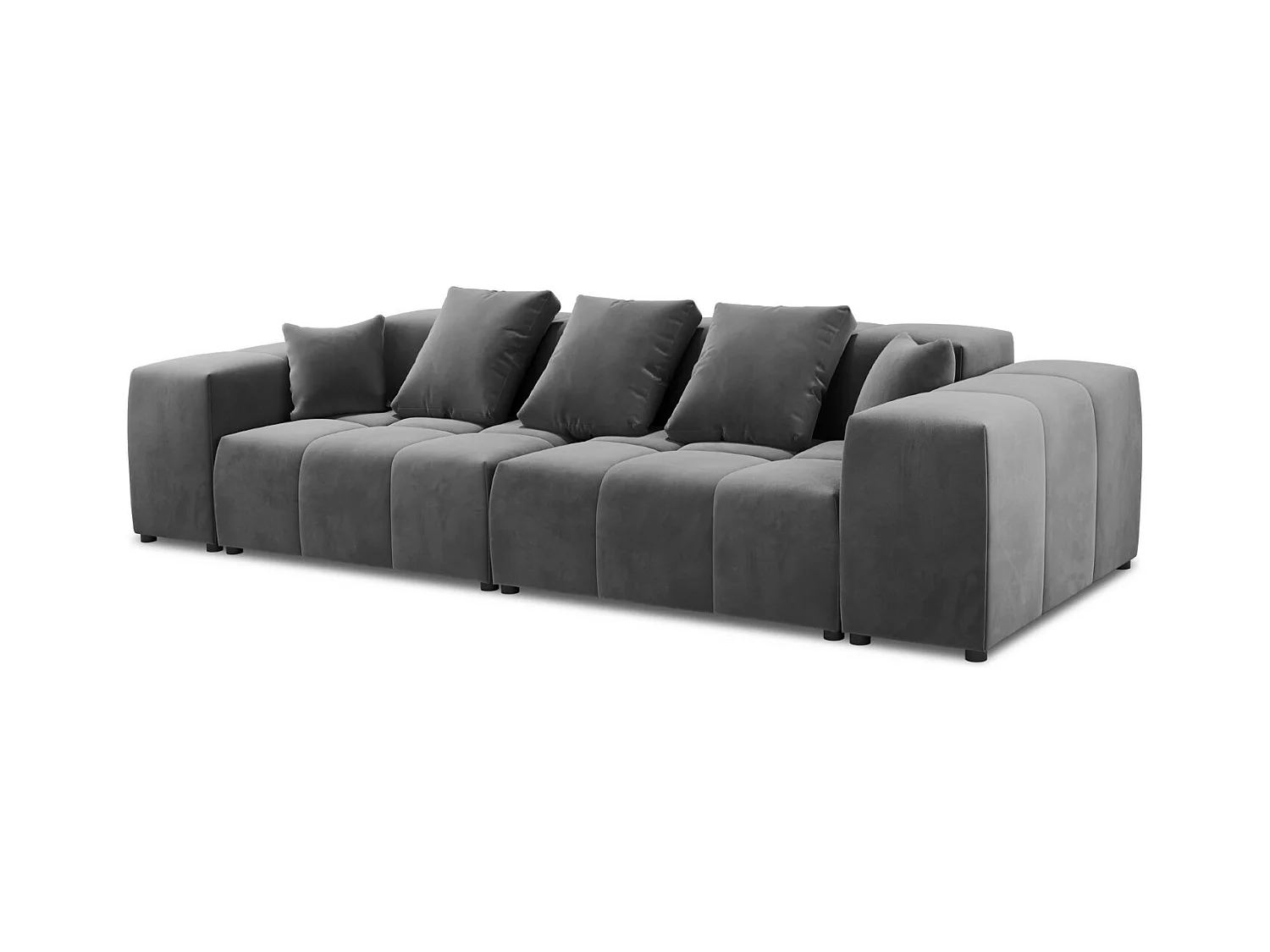 Cosmopolitan Design - Canapé modulable "Rome" 3 places en velours gris - 320x120x75cm