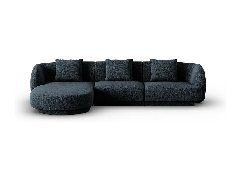 Cosmopolitan Design - Sofá de canto esquerdo "Tulum" 4 lugares em tecido chenille azul real - 255x156x70cm