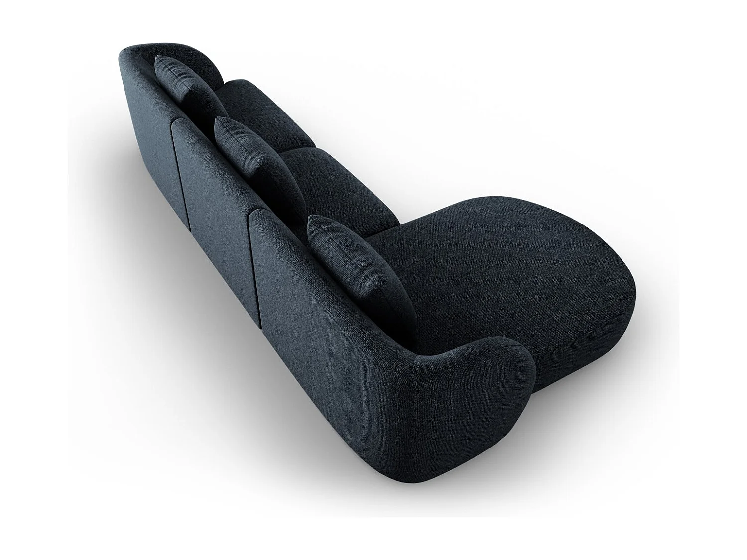 Cosmopolitan Design - Sofá esquinero izquierdo "Tulum" 4 plazas de tejido chenilla azul regio - 255x156x70cm